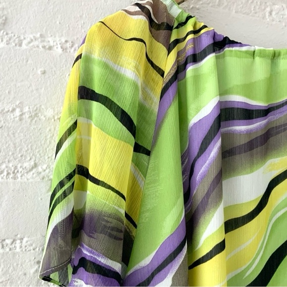 Laura Ashley Colorful Flowy Top Blouse Size 3X Womens Yellow Green Purple - Picture 8 of 12
